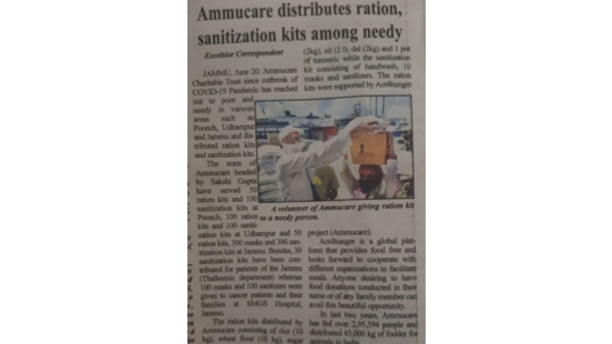 Ammucare Distributes Ration and Sanitization Kits to Needy Across Jammu Region
