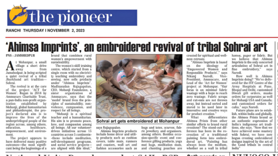 Ammucare’s 'ACT for Women' Project Revives Tribal Sohrai Art Through 'Ahimsa Imprints'