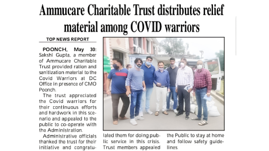 Ammucare distribute relief material among covid warriors